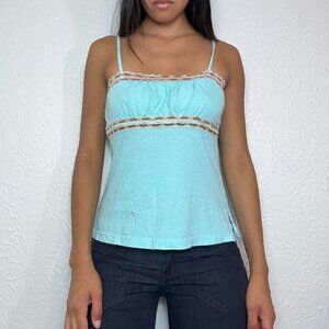 Y2k XHILIRATION AQUA LACE TANK TOP
